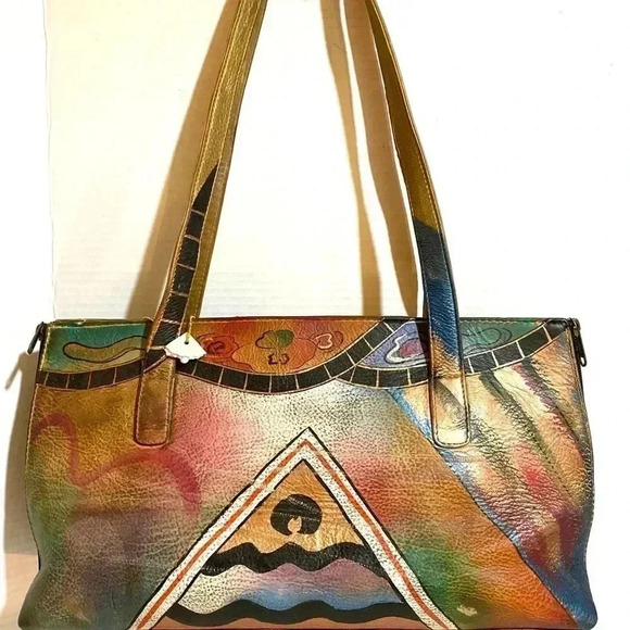 Anuschka hand painted multicolor leather shoulder - Picture 2 of 8